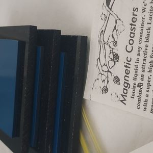 3 black lucite Magnetic drink soup bowl Coasters to Ioniz liquid